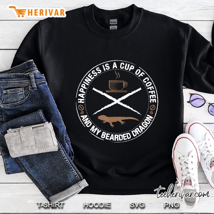 Happiness Is Cup Of Coffee And Bearded Dragon Gift Sweatshirt