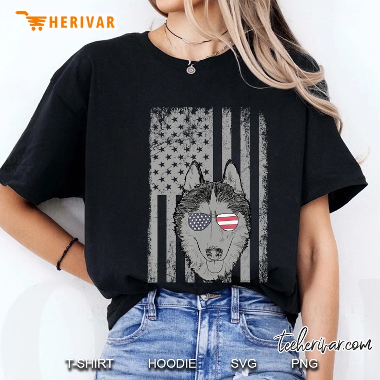 Husky Shirt Men Women Siberian Husky Lover Gift Usa Flag Ladies Tee