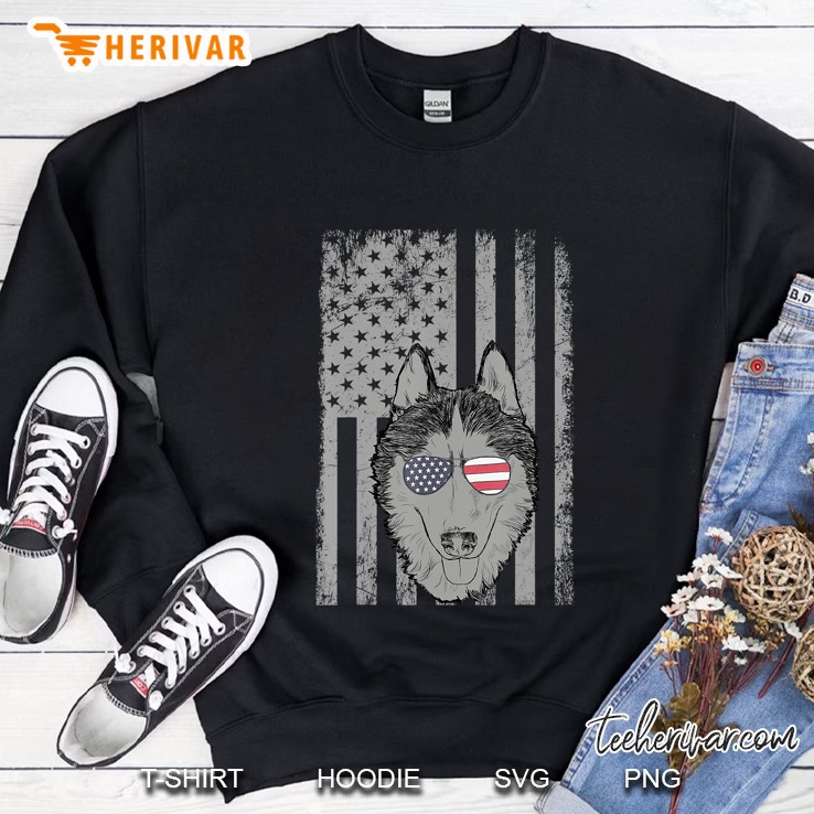 Husky Shirt Men Women Siberian Husky Lover Gift Usa Flag Sweatshirt
