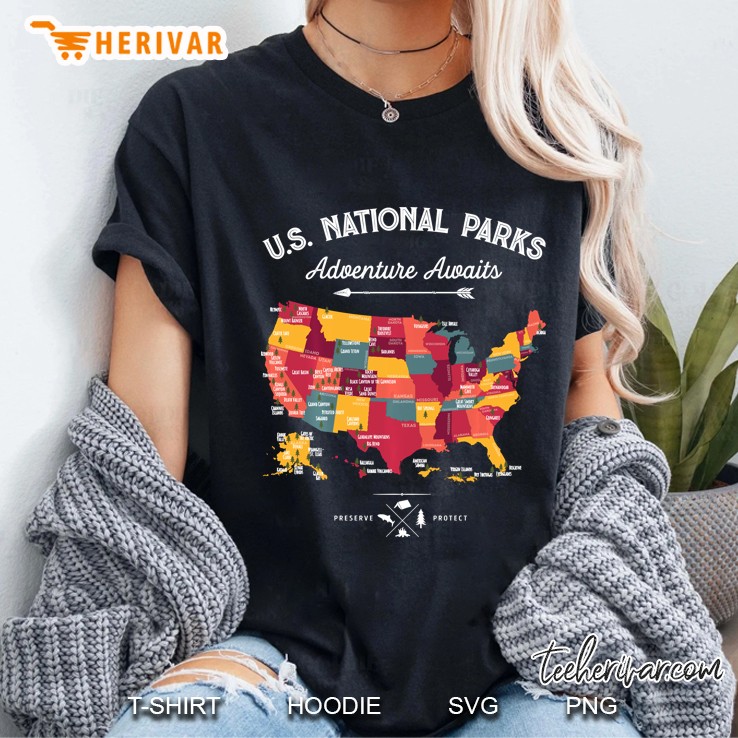National Parks Map Camping Tshirt Women Men Hiking Ladies Tee