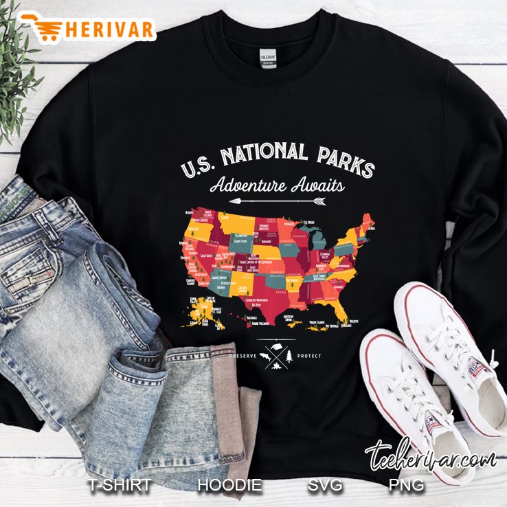 National Parks Map Camping Tshirt Women Men Hiking Sweatshirt