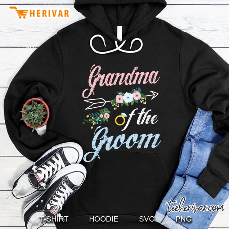 Wedding Ring And Flowers Grandma Of The Groom Grandson Hoodie