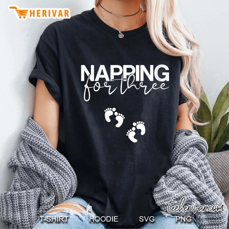 Womens Napping For Three Pregnancy Announcement Hoodie