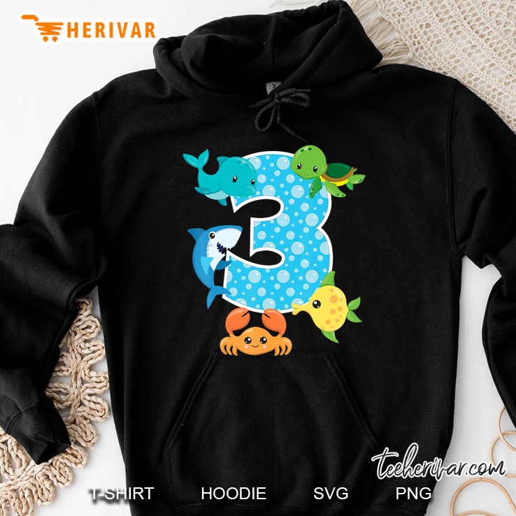 3Rd Birthday Party 3 Year Old Sea Fish Aquarium Birthday Boy Hoodie
