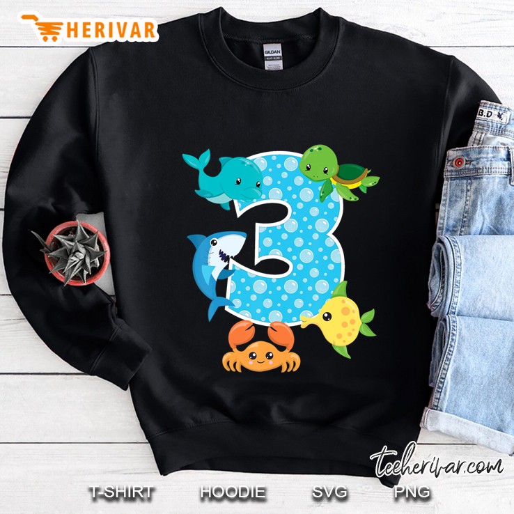 3Rd Birthday Party 3 Year Old Sea Fish Aquarium Birthday Boy Sweatshirt