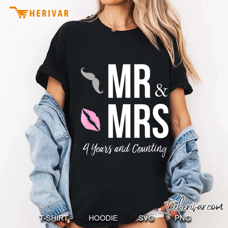 4Th Wedding Anniversary Shirt - Mr. & Mrs. 4 Years Ladies Tee