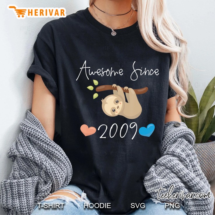 Awesome Since 2009 - Sloth Girls Birthday Gift Hoodie