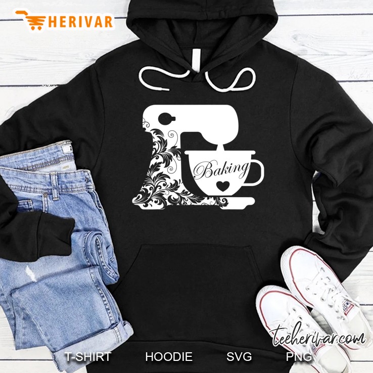 Baking Retro Mixer Floral Pattern Funny Baker Baking Gift Hoodie