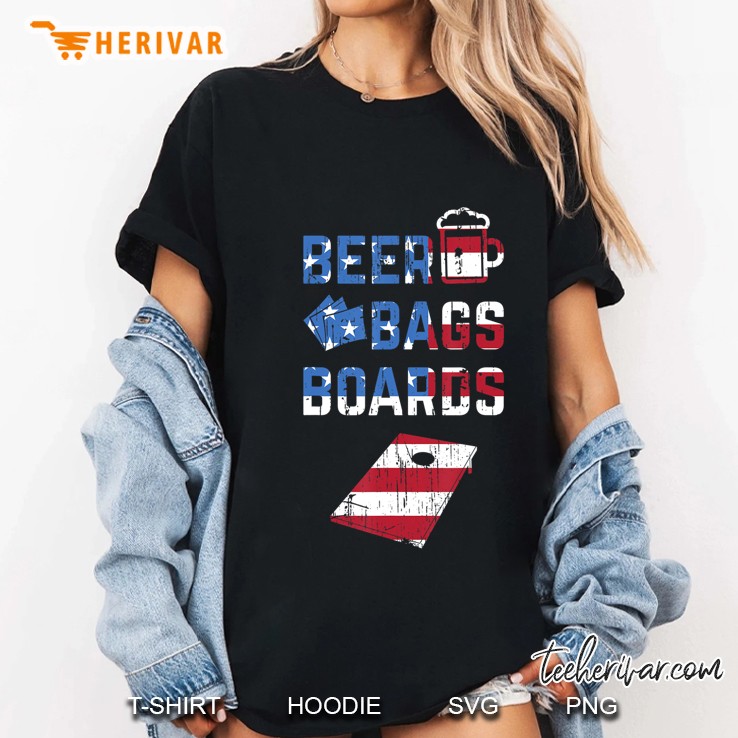 Beer Bags Boards United States Flag Cornhole Ladies Tee