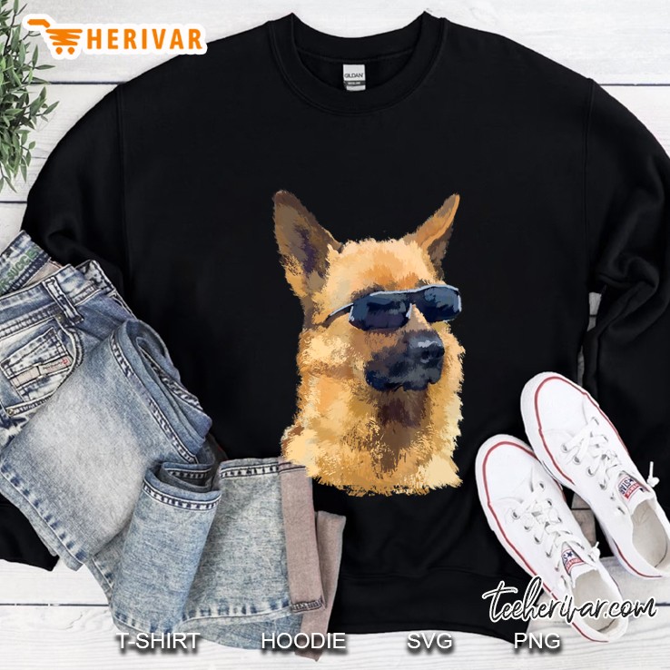 Cool German Shepherd With Glasses Dog Tshirt Sweatshirt