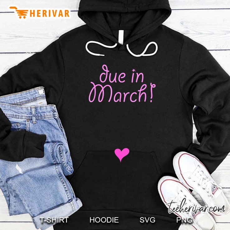 Due In March ! Cute Pink With Heart On The Febr Bump Hoodie