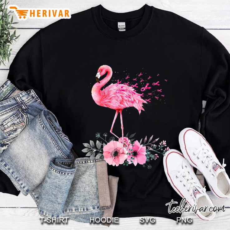 Flamingo Hope Flower Breast Cancer Awareness Sweatshirt