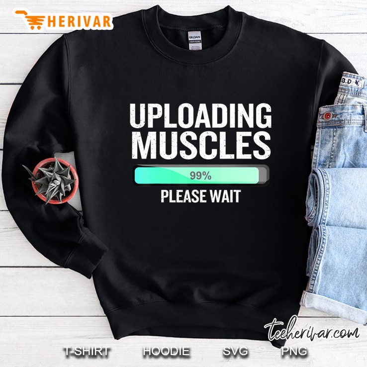 Funny Uploading Muscles Shirt - Body Building Gym Tshirt Mugs