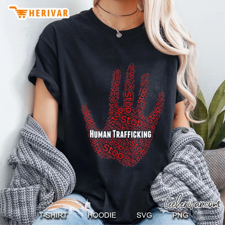 Human Trafficking Shirt - Stop Halt Hand Ladies Tee