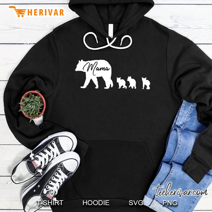 Mama Bear With 3 Three Cubs Mom Mother Mommy Gift Pullover Hoodie