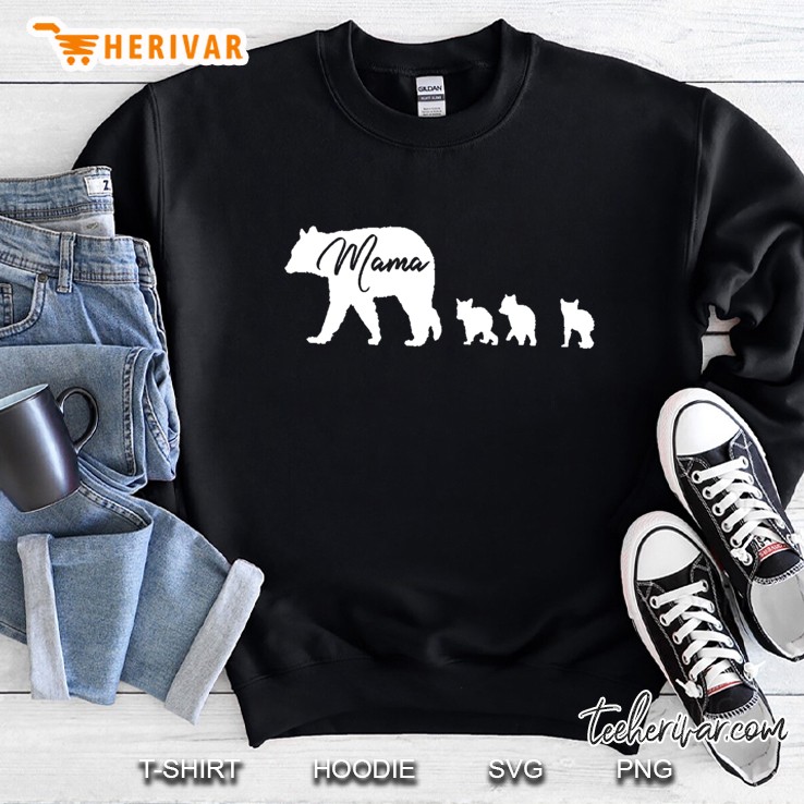 Mama Bear With 3 Three Cubs Mom Mother Mommy Gift Pullover Sweatshirt