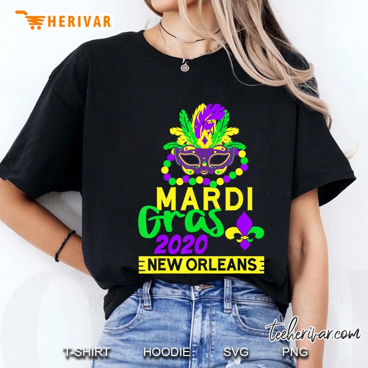 Mardi Gras 2020 New Orleans Beads Mask Costume Ladies Tee