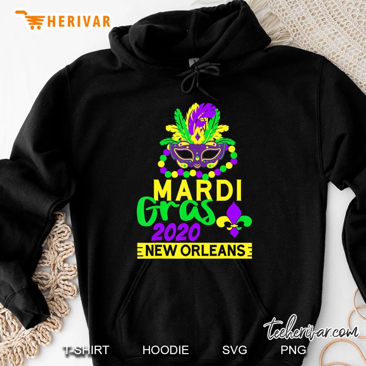 Mardi Gras 2020 New Orleans Beads Mask Costume Hoodie