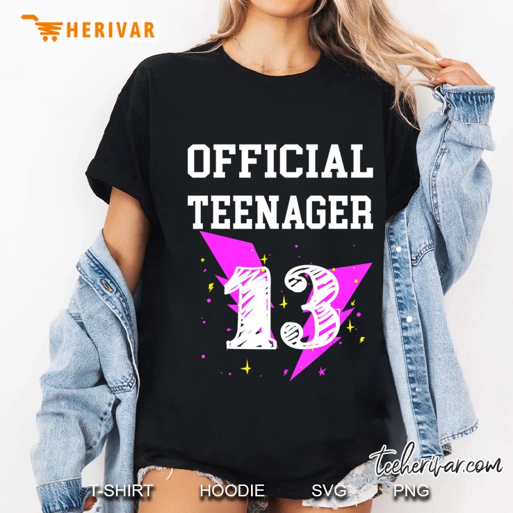 Official Teenager 13Th Birthday 13 Years Old Girl Pink Hoodie