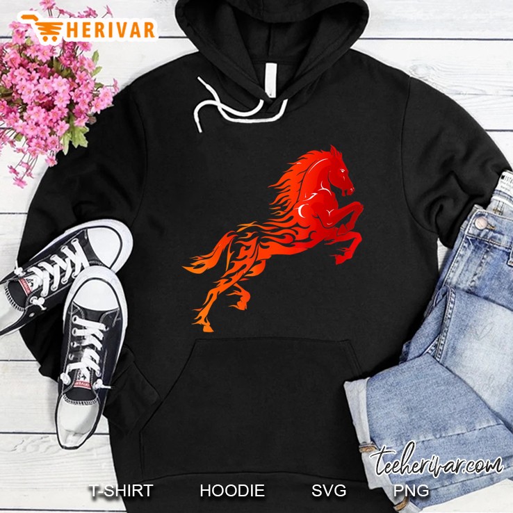 Red Horse Sunset Fire Horse I Love My Horse During Sunset Hoodie