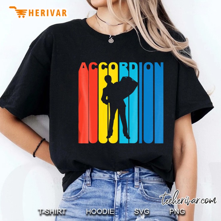 Retro 1970'S Style Accordion Player Silhouette Music Hoodie