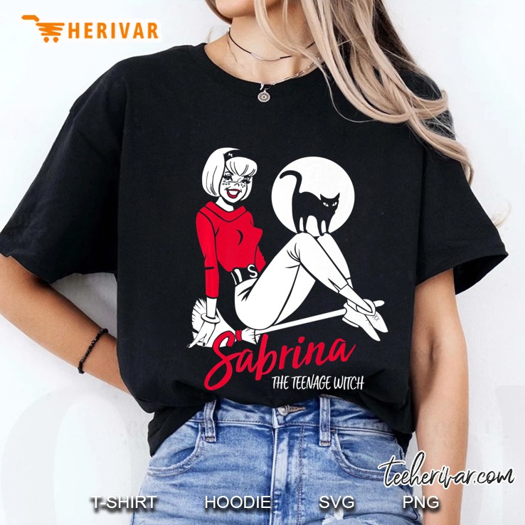 Sabrina The Teenage Witch On Broom Premium Ladies Tee