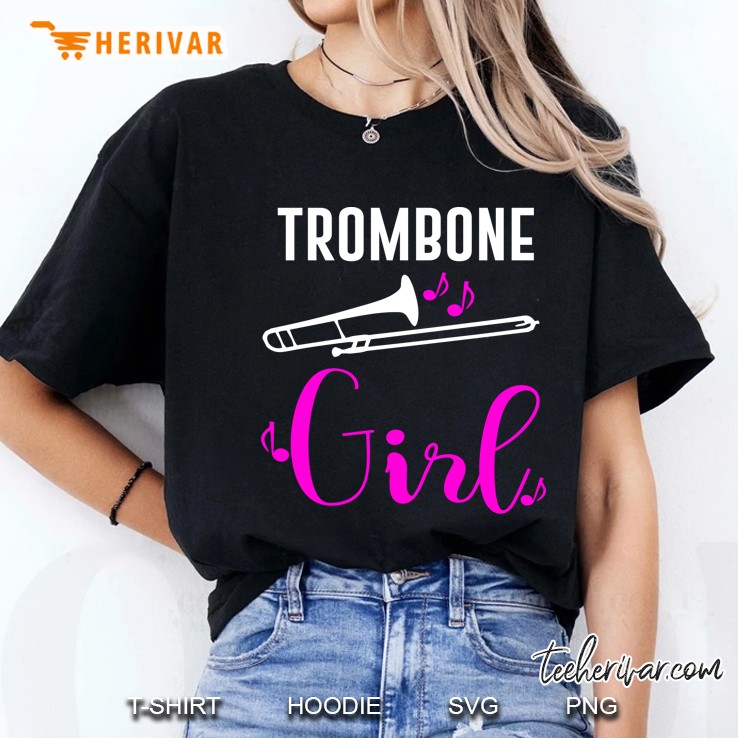 Trombone Girl Marching Band Orchestra Girls Teens Ladies Tee