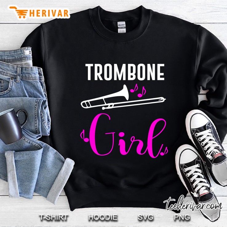 Trombone Girl Marching Band Orchestra Girls Teens Sweatshirt
