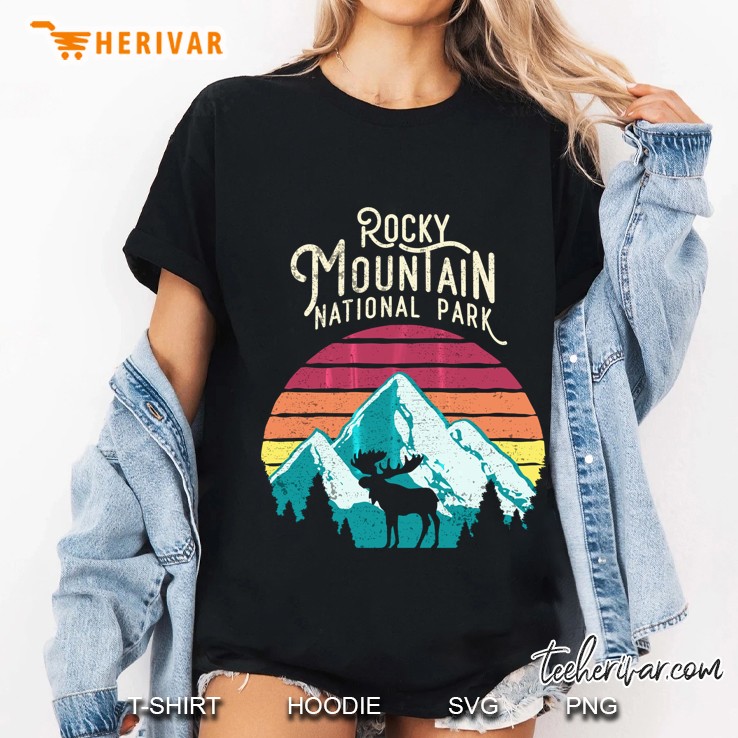 Vintage Retro Rocky Mountain National Park Moose Ladies Tee