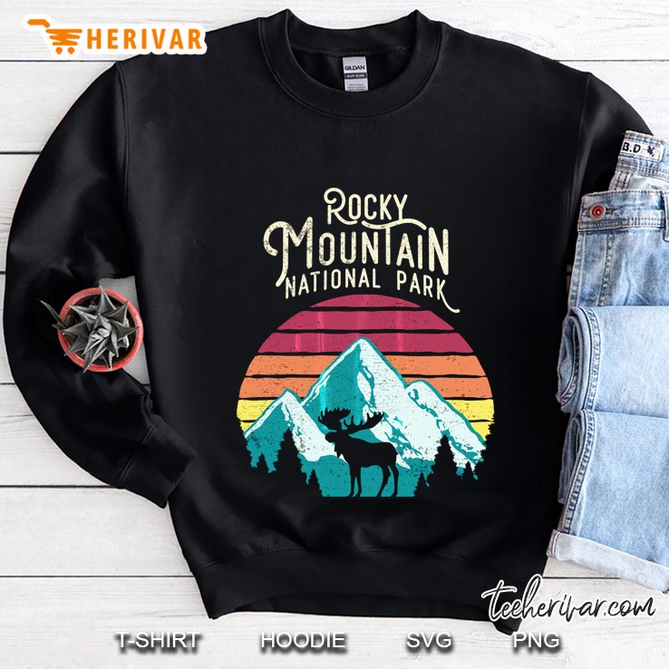 Vintage Retro Rocky Mountain National Park Moose Sweatshirt