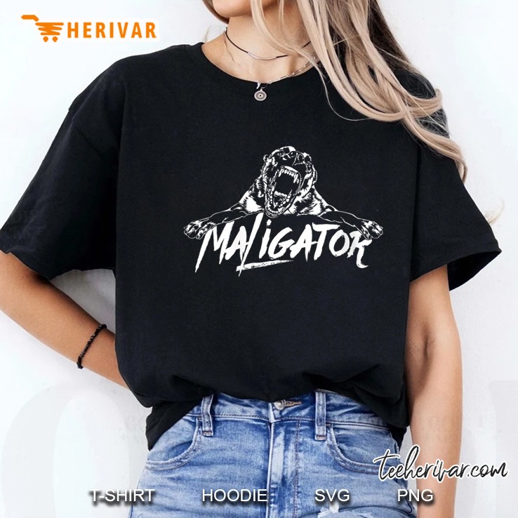 Womens Funny Maligator Belgian Malinois Dog Breed Gift V-Neck Ladies Tee