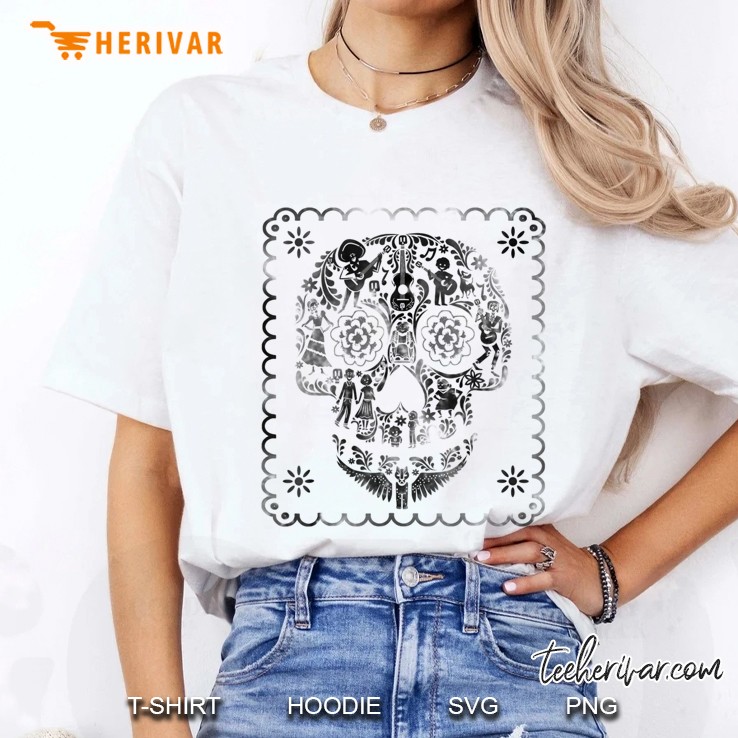 Pixar Coco Sugar Skull Characters Guitar Ladies Tee