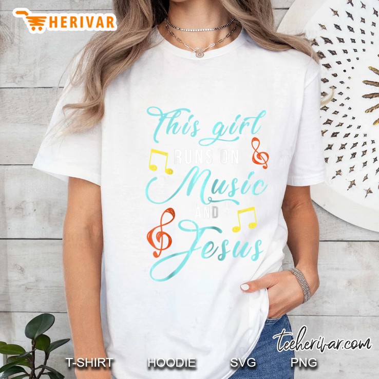 Jesus & Music Christian - Musical Theme Girl Design Ladies Tee