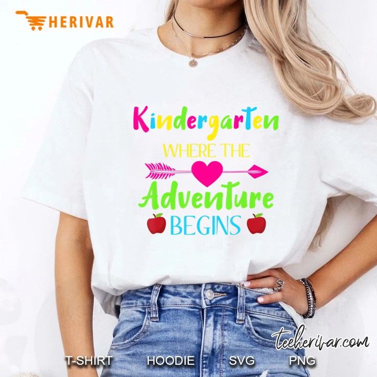 Kindergarten Where The Adventure Begins Kinder Teacher Gift Ladies Tee