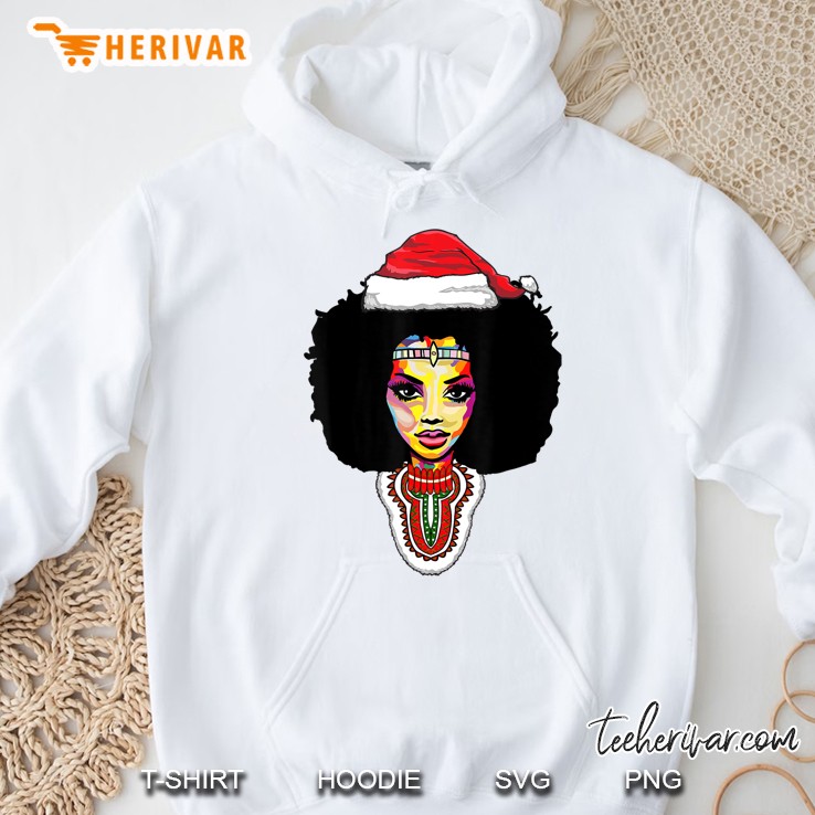 Santa African American Christmas Shirts For Women Melanin Hoodie
