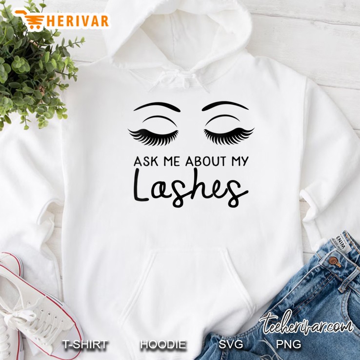 Womens Ask Me About My Long Eyelashes V-Neck Hoodie