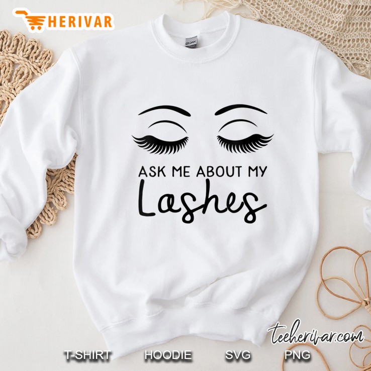 Womens Ask Me About My Long Eyelashes V-Neck Sweatshirt