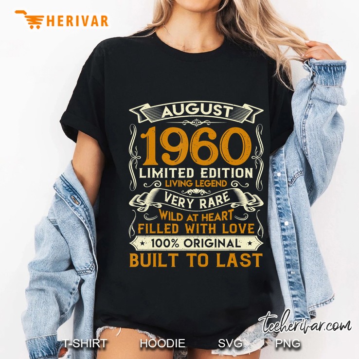 August 1960 Shirt 60 Years Old 60Th Birthday Gifts Ladies Tee