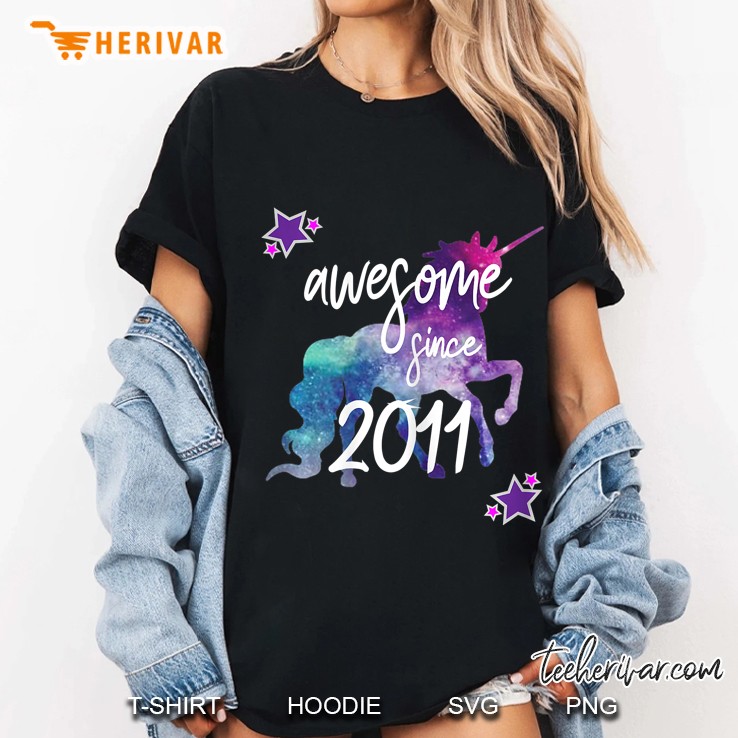 Awesome Since 2011 Unicorn Birthday Hoodie