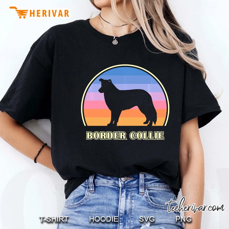 Border Collie Vintage Sunset Dog Ladies Tee