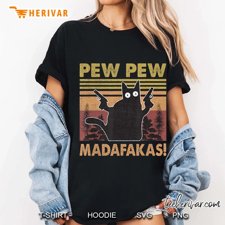 Cat Vintage Pewpewpew Madafakas Cat Crazy Pew Vintage Funny Ladies Tee