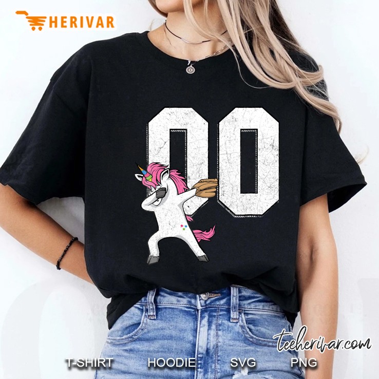 Dabbing Unicorn Softball Number 00 - Softball Jersey Ladies Tee