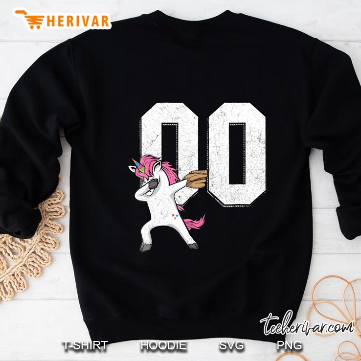 Dabbing Unicorn Softball Number 00 - Softball Jersey Sweatshirt
