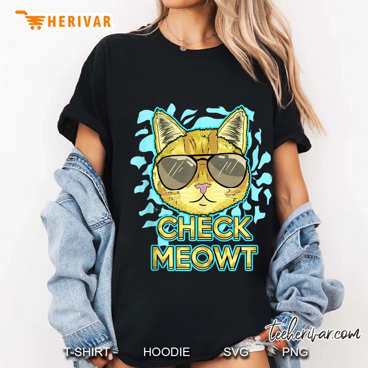 Funny Flirty Cat Pun Humor Cool Kitten Love Check Meowt Tank Top Ladies Tee