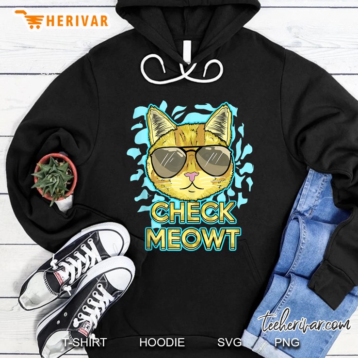Funny Flirty Cat Pun Humor Cool Kitten Love Check Meowt Tank Top Hoodie