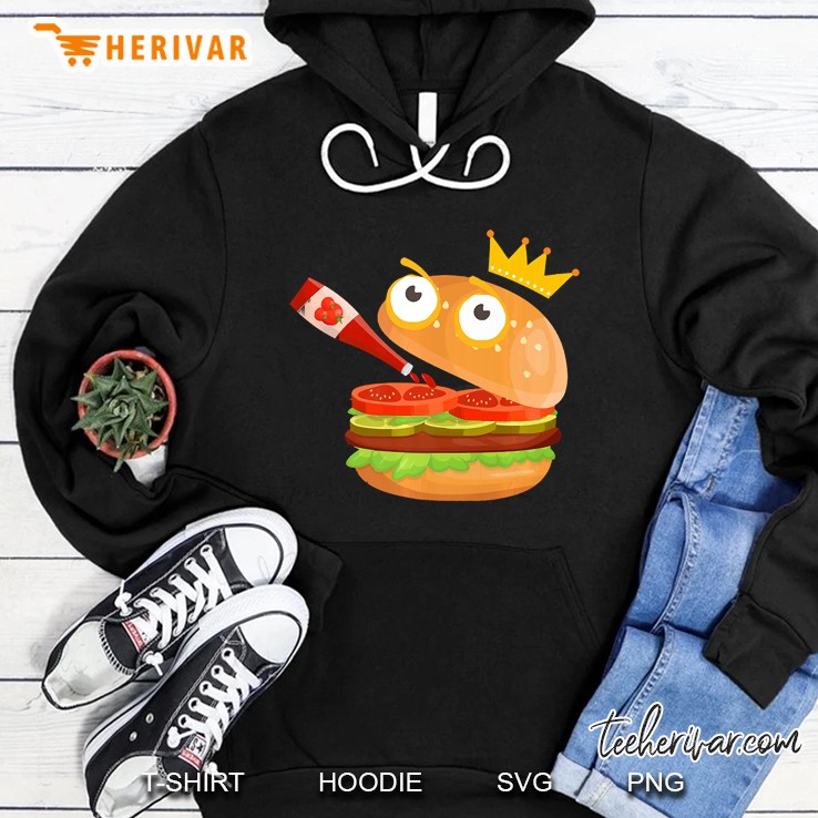 King Hamburger Drinking Tomato Sauce Funny Cartoon Tshirt Mugs