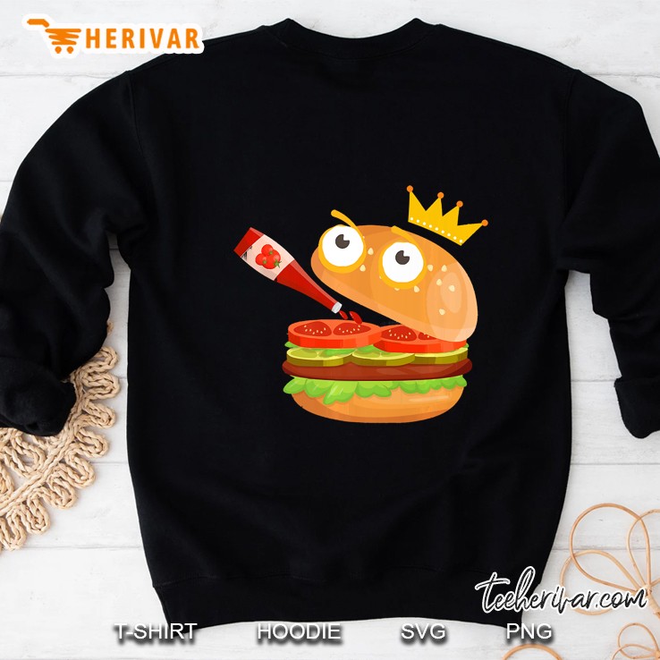 King Hamburger Drinking Tomato Sauce Funny Cartoon Tshirt Mugs