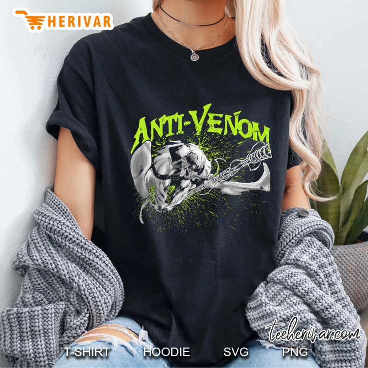 Marvel Anti-Venom Green Splatter Web Swing Action Shot Ladies Tee
