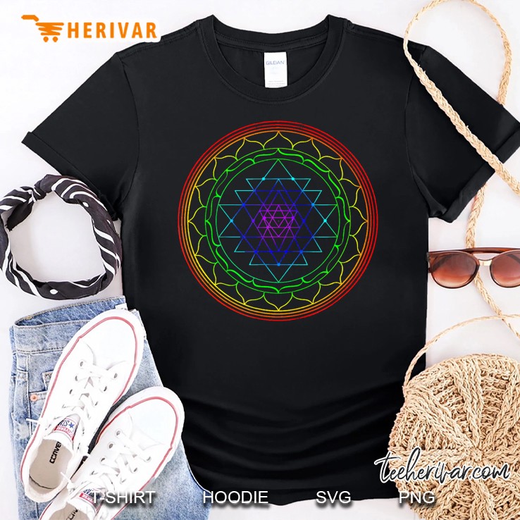 Sacred Geometry Psychedelic Art Tee, Sri Yantra Mandala Shirt