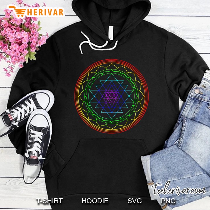 Sacred Geometry Psychedelic Art Tee, Sri Yantra Mandala Mugs